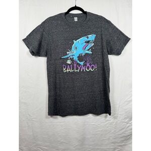 Ballyhoo Band T-Shirt Mens Medium Charcoal Gray Shark Graphic Reggae Rock Tee